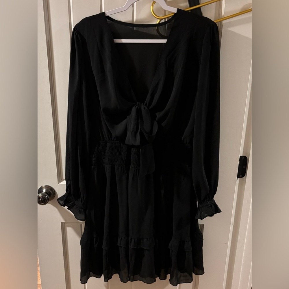 Knot Front, Long Sleeve Mini Dress